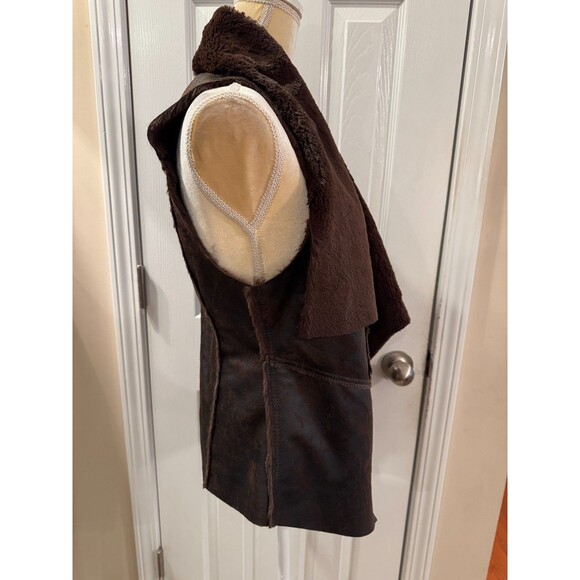 Karen Kane Brown Faux Fur & Faux Leather Open Front Vest Size Small NWT $148 - Picture 4 of 8